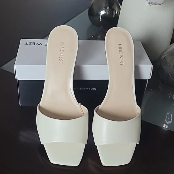 Nine West Women's Cream Mules - Picture 2 of 4